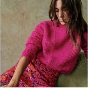 Sezane Come Fushia Pink Mohair Wool Jumper Sweater